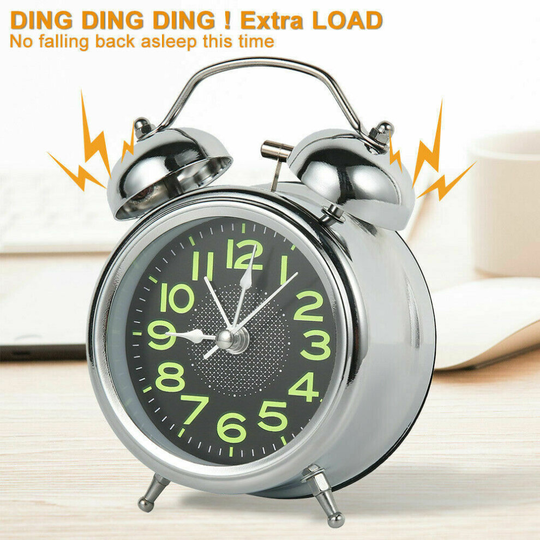 Silent Bedside Alarm Clock Non-Ticking Glow-in-the-Dark Bedroom Clock