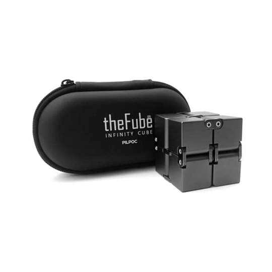 PILPOC theFube Infinity Cube Fidget Desk Toy - Premium Quality Aluminum Infinite Magic Cube with Exclusive Case, Sturdy, Heavy, Relieve Stress and Anx