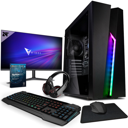 ( VI-16 | AMD Athlon PRO 300GE | Vega 3 | 16GB RAM | 2TB HDD | Win 11 | WiFi | 24" Monitor Bundle ) Vibox VI Gaming PC