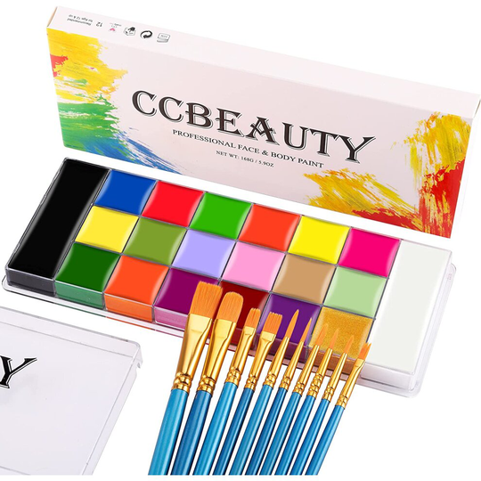 20 Colors Face Body Painting Oil Body Art Paint Makeup with 10 Brushes