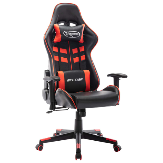 (Black and red, without footrest) vidaXL Gaming Chair White and Black Artificial Leather Race Adjustable Seat