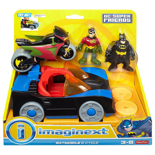 Fisher-Price CGL38 Batman Imaginext DC Super Friends, Batmobile & Cycle