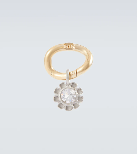 Embellished brass single earring