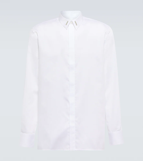 Plaque collar cotton shirt