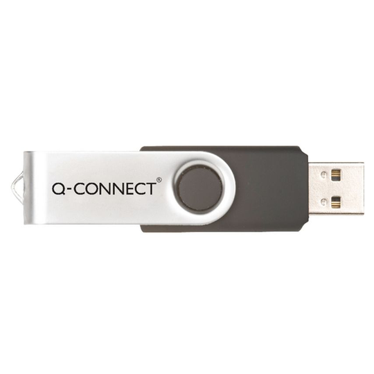 Qconnect Silver/Black USB 2.0 Swivel 16Gb Flash Drive KF41513