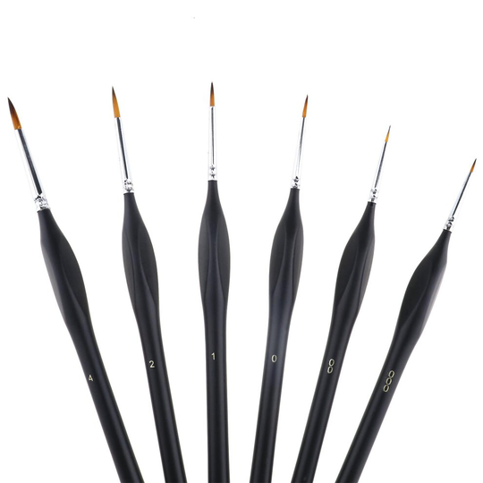 Extra Fine Detail Paint Brushes Set of 6 Art Miniatures Model Maker War Gaming