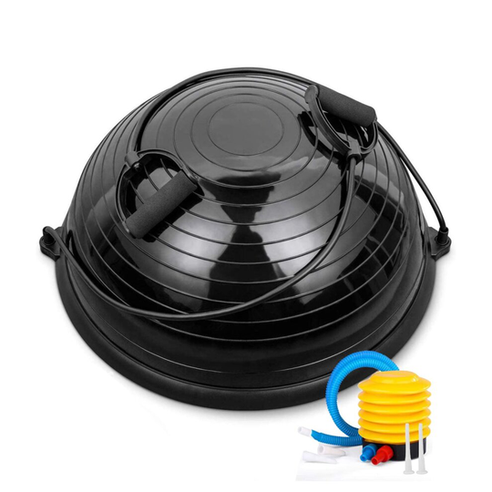 (Black) Home Gym 58CM Balance Ball Yoga Pilates Fitness Wobble Board Exercise With Pump