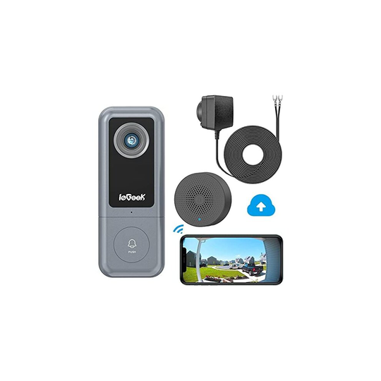 ieGeek Upgraded Video Doorbell Camera(Wired), 3MP 2K QHD Smart Wireless Camera Doorbell with Chime,PIR Motion Detection,Night Vision,2-Way A