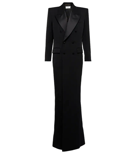 Tuxedo wool grain de poudre gown