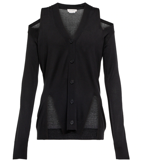 Cutout silk-blend cardigan