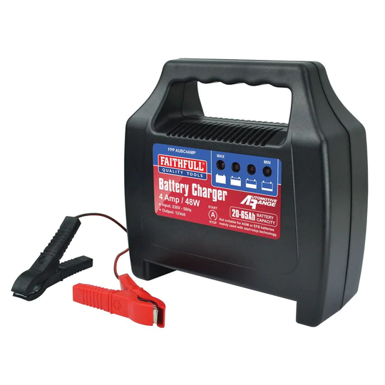 Faithfull Power Plus Vehicle Battery Charger 20-65AH 4 Amp