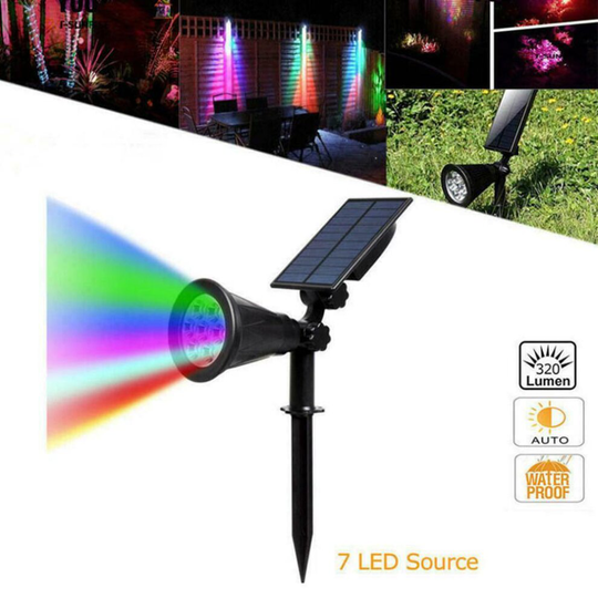 7 LED Solar Powered Changing Spot Light Wall Flood Light Garden Outdoor 7 Colors