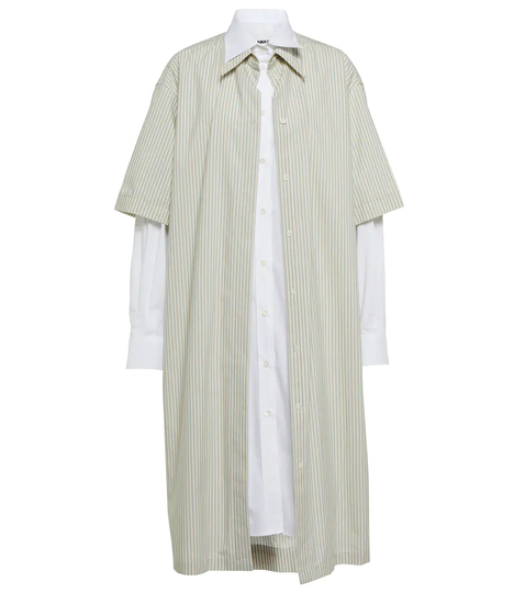 Hybrid striped cotton shirt dress