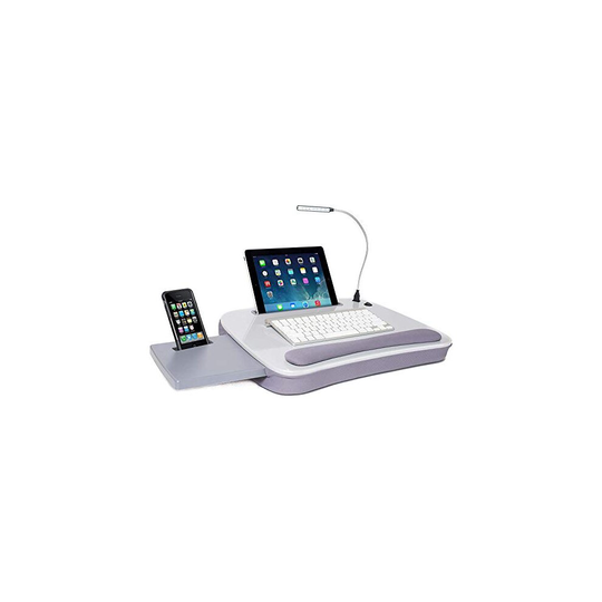 Sofia + Sam Multi Tasking Memory Foam Lap Desk with USB Light (Silver) - Supports Laptops Up to 15 Inches