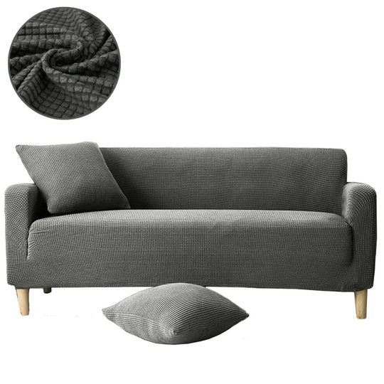 (Grey, 2 Seater(145-185cm)) Stretchable 1/2/3 Sofa Couch Slipcover Cover Settee Protector