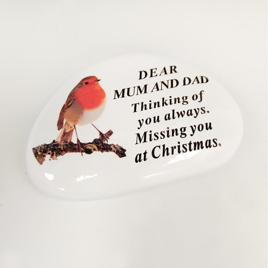 Mum & Dad Memorial Resin Pebble Commemorative Outdoor Grave Plaque Funeral