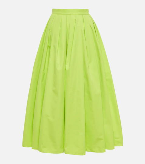 Cotton poplin midi skirt
