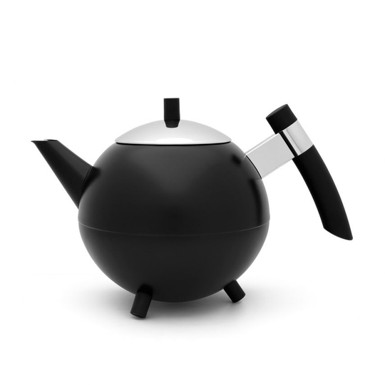 Bredemeijer Teapot Double Wall Duet Design Meteor 1.2L in Matt Black with Chrome