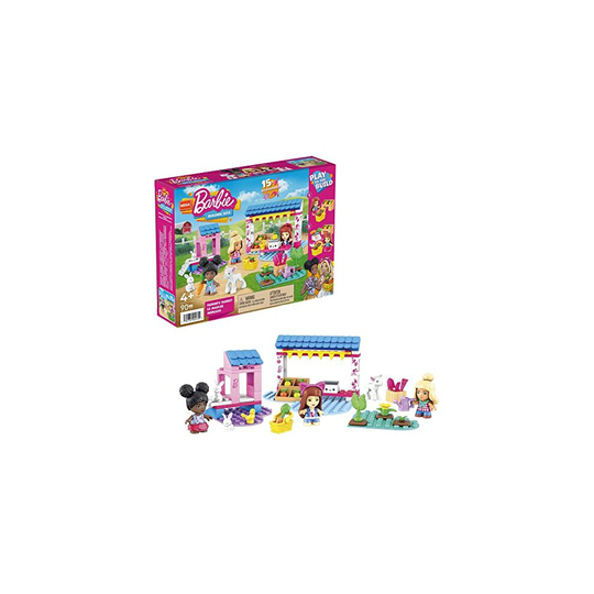 MEGA Barbie Farmer's Market Building Set - 80 Building Blocks - 3 Micro-Dolls - 6 Fashion Items - 4 Animal Figures - Garden Props - Gift For Kids 4+ -