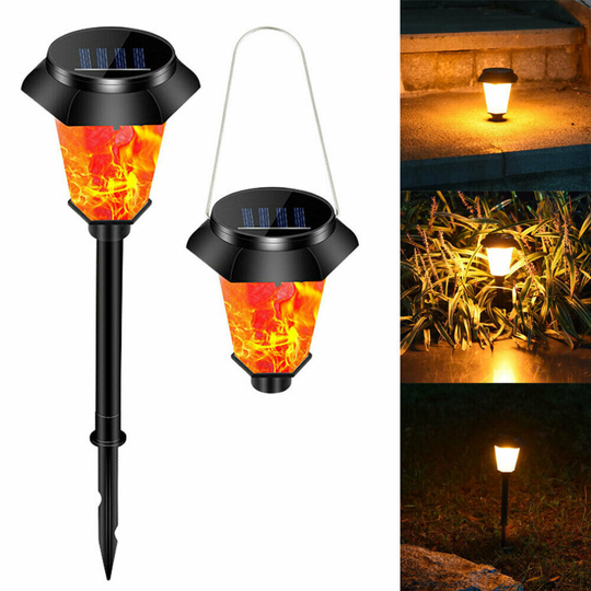 LED Solar Lawn Light Flickering Flame Outdoor Garden Lamp