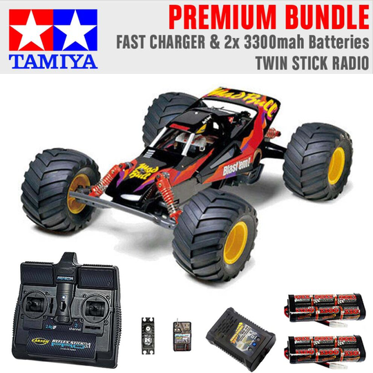 TAMIYA RC 58205 Mad Bull 2WD 1:10 Premium Stick Radio Bundle