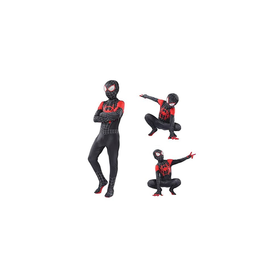 (Miles Morales, 90-100) Gentleman-UK Spiderman Bodysuit Miles Morales Mask Cosplay Costumes Performance Jumpsuit Super Heros Tights Onesies