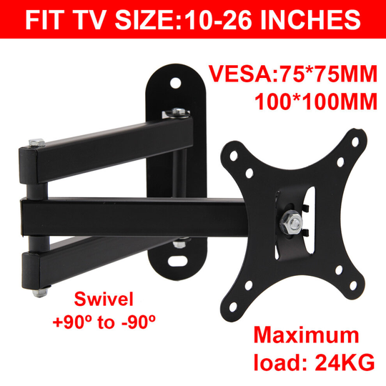 TV Bracket Wall Mount Tilt Swivel GT 10/14/16/18/20"" 22"" 24"" 26
