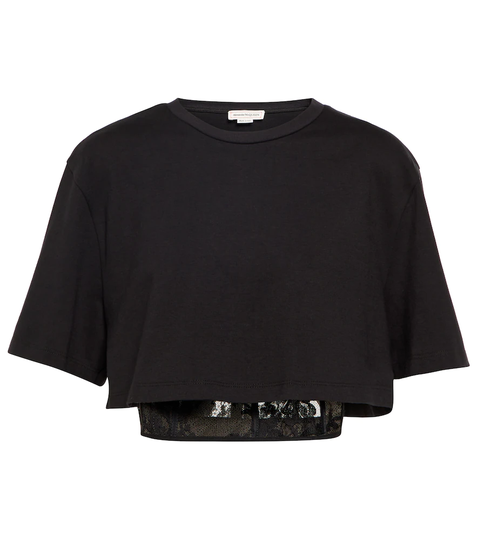 Lace corset cotton T-shirt