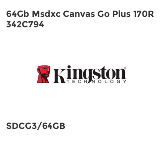 Kingston 64Gb Msdxc Canvas Go Plus 170R 342C794- you get 15