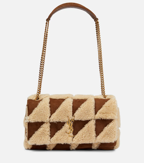 Jamie Medium leather and shearling shoulder bag