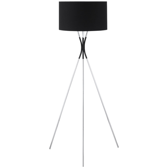 HOMCOM Modern Tripod Floor Lamp with Fabric Lampshade for Living Room