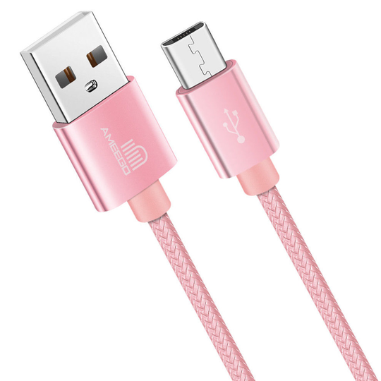 (Rose Gold, 1 Metre) Charging Cable for PlayStation 4 Controller, Xbox One, PS4 Fast Charging Long Lead USB