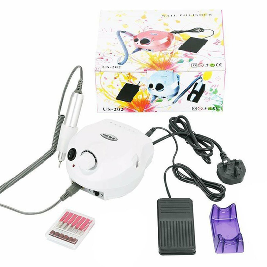 (White) 25000RPM Professional Electric Nail Drill File Machine Salon Pedicure Kit
