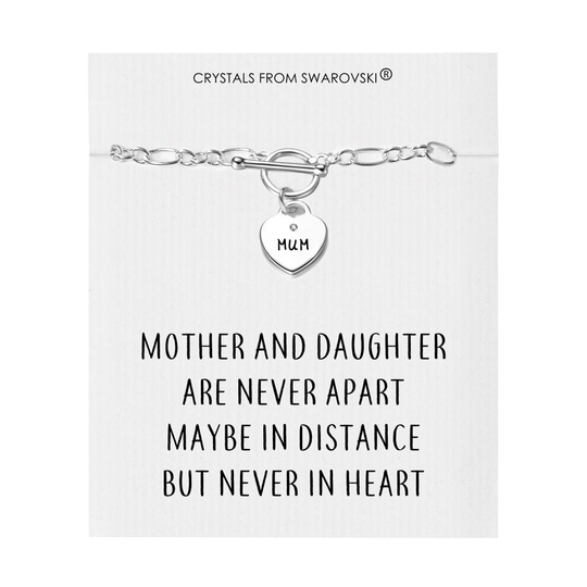 Mother and Daughter Quote Charm Bracelet Created with Swarovski Crystals