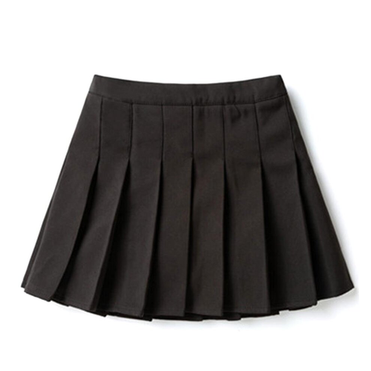 (3# Black, 160cm / Age13-14 Years) Girls High Waisted Pleated Zip Tennis Style Skater Mini Skirt (Kids)