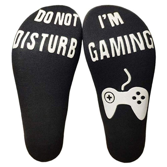 Vinsani® 'Do Not Disturb, I'm Gaming' Funny Ankle Gamer Socks - Black with White Text