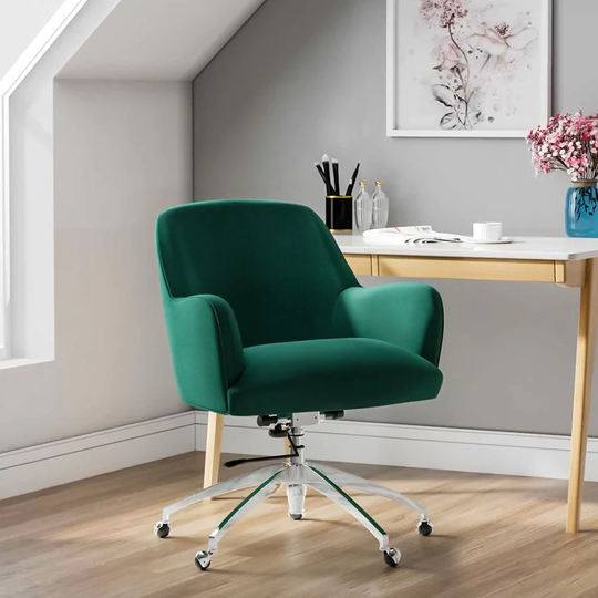 Living and Home Velvet Adjustable Swivel Office Chair, Green