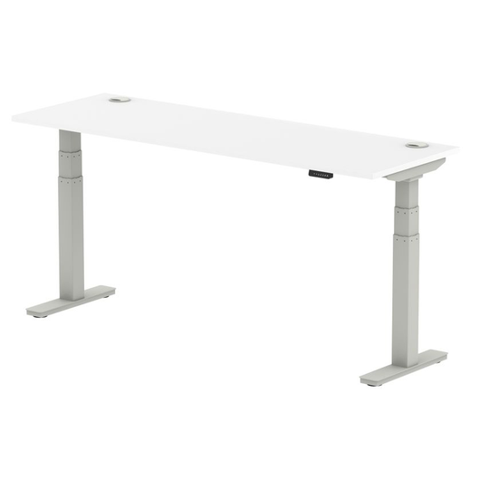Dynamic Air 1800/600 White Height Adjustable Desk with Cable Ports with Silver L