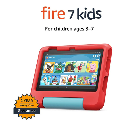 Amazon Fire 7 Kids Edition 16GB 7" Tablet (Ages 3-7) Red (2022)