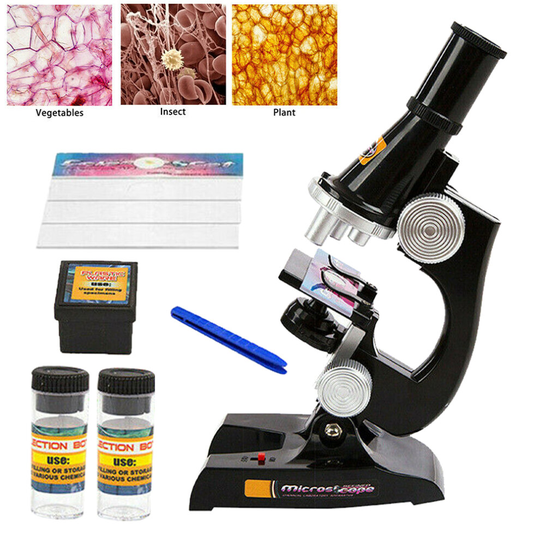 Kids Microscope Set Kit with LED Light Children Student Science Toy