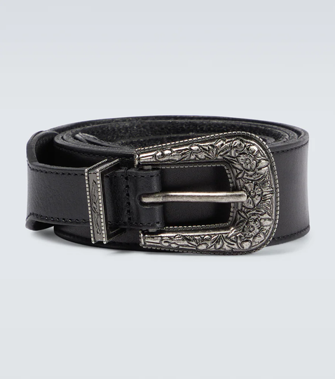 Textured leather belt