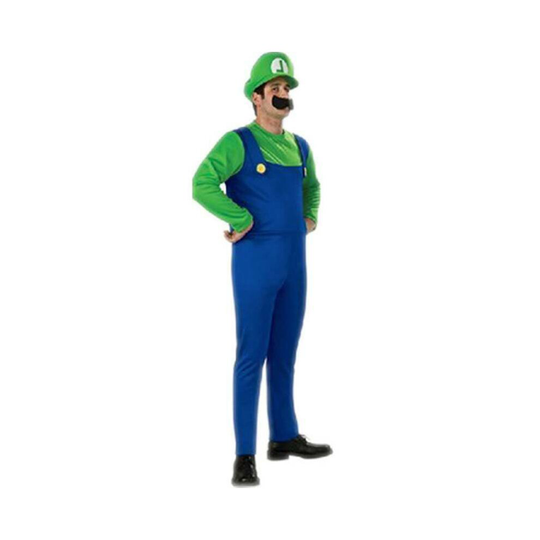 ((Men) Green Luigi, S) Adults Men Super Mario Bros Luigi Fancy Dress Outfit Sets Party Cosplay Costume