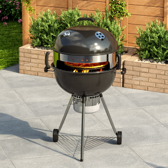 22" Kettle BBQ Barbecue Charcoal Grill with Pizza Oven Outdoor Garden Camping