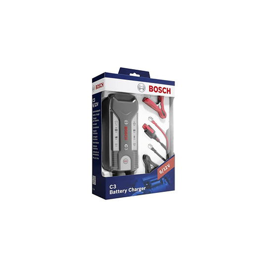 Bosch C3 - Intelligent and Automatic Battery Charger - 6V-12V / 3.8A - UK Plug - for Lead-Acid Batteries, GEL, Start/Stop EFB, Start/Stop AGM for
