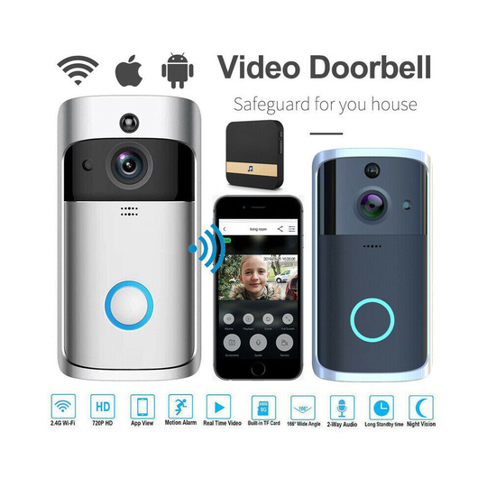 (White ) Wireless WiFi Video Doorbell Camera Recording Audio Intercom Smart Home Security