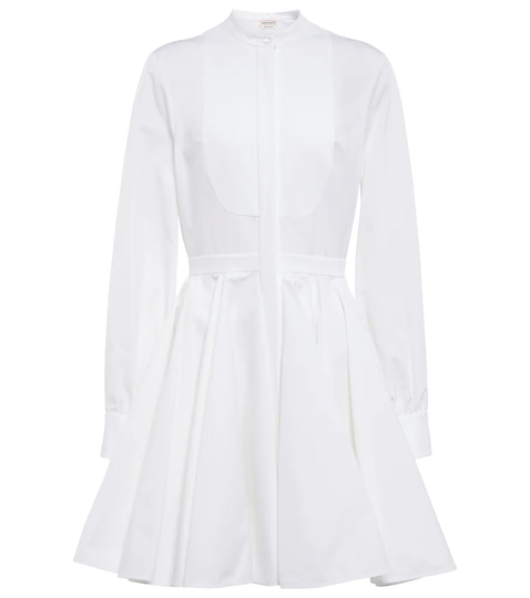 Cotton long-sleeve minidress