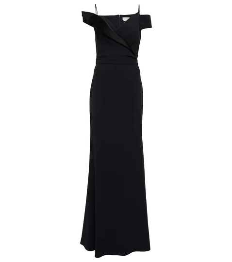 Off-shoulder crêpe gown