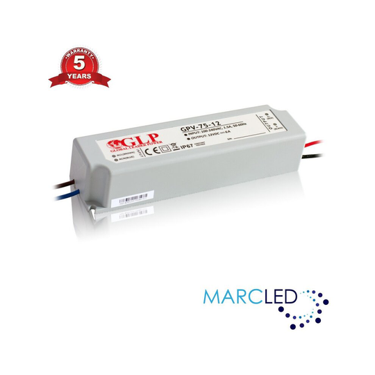 GPV-75-12, 72W 12Vdc Single Output Switching LED Power Supply, GL Power, 5 years warranty