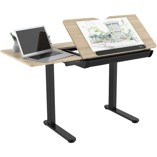 Electric Adjustable Standing Drawing Table with 0-40 Tilt & Drawer - DH71
