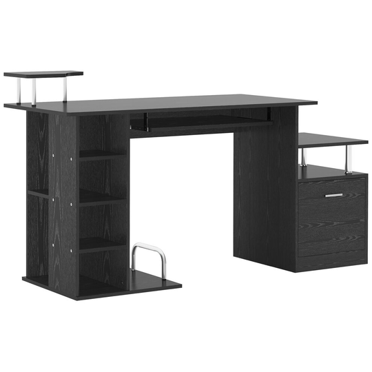 HOMCOM Wood Computer Desk Laptop Workstation Office Home Drawer Shelf